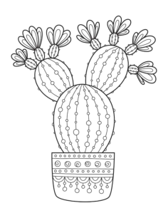 Flower Flowering Cactus Kids Coloring Pages Pdf, Free Vectors File